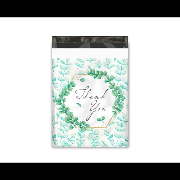 50 10X13 Poly Mailers Green Laurel Thank You Flat Shipping Envelopes - Picture 7 of 7